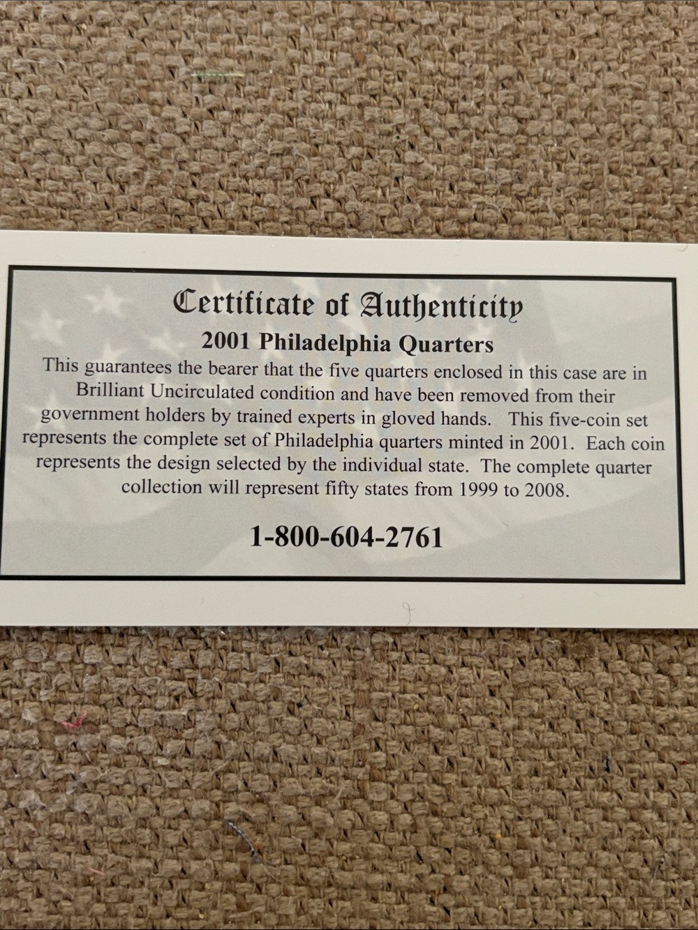 2001 Quarter uncirculated Collection Display Set - Picture 5 of 5